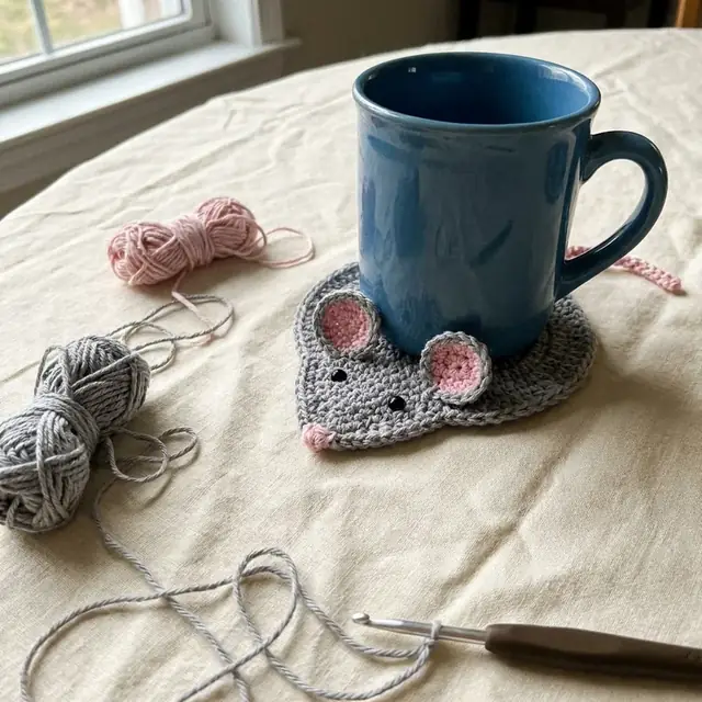 Finished handmade crochet coaster