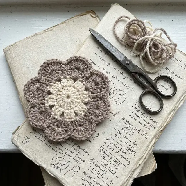 Finished handmade crochet coaster