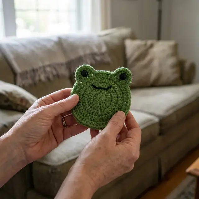 Finished handmade crochet coaster