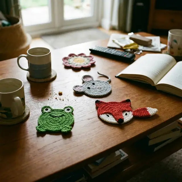 Finished handmade crochet coaster