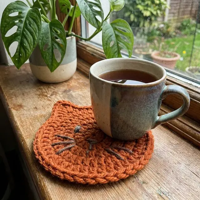 Finished handmade crochet coaster